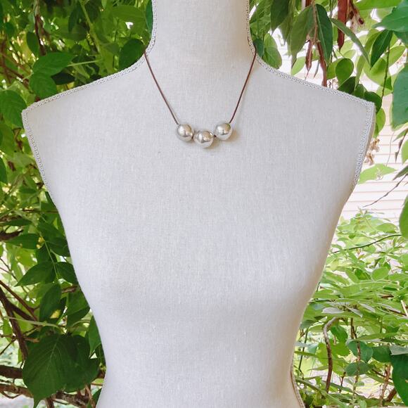 VTG Silpada Triple Threat Sterling Leather Necklace Israel Y2K Minimalist N2053 - Picture 5 of 14